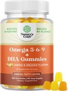Vegetariánska Omega 3 Gummy pre dospelých - Vegetariánska Omega 3 6 9 DHA Gummy pre zdravie mozgu a srdca a spoločná podpora - Burpless Fish Free Plant Based Supplement Muži Ženy