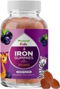 Iron Gummies with Vitamin C for Kids - Blood Builder Iron Suplemen untuk Anak-anak dengan Lembut untuk Dukungan Imunity & Energy - Vitamin B6, B12, A, Niasin & Founder Gummies