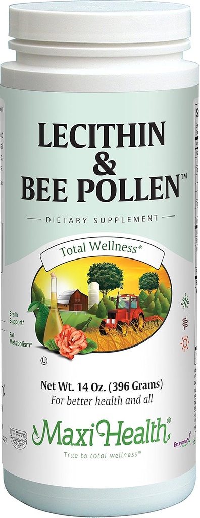 Maxi Health Lecithin & Bee Pollen - Podpora mozku, energie a trávení - 14 Oz Powder - Kosher