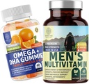 Nutrition N1N Multivitamine quotidienne N1N Premium Homme [Vitamines A C E D, Magnésium, Zinc] et Oméga 3 6 9 + Gommies DHA [Vegan, base végétale], 2 paquets