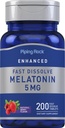 Piping Rock Melatonin 5mg | 200 Fast Dissolve Tabletten | Berry Flavor | Adult Supplement | Vegetarisch, Non-GMO, Glutenfreie Formel