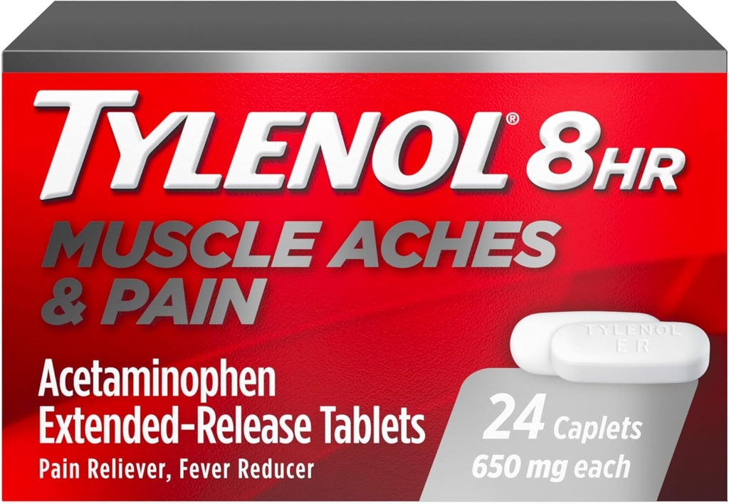 Tylenol 8 óra izomfájdalom enyhítő és fájdalomcsillapító extended- Release tabletta 650 mg acetaminofen, láz csökkentő és fájdalomcsillapító izmok, ízületek, test, és hátfájás fájdalomcsillapító, 24