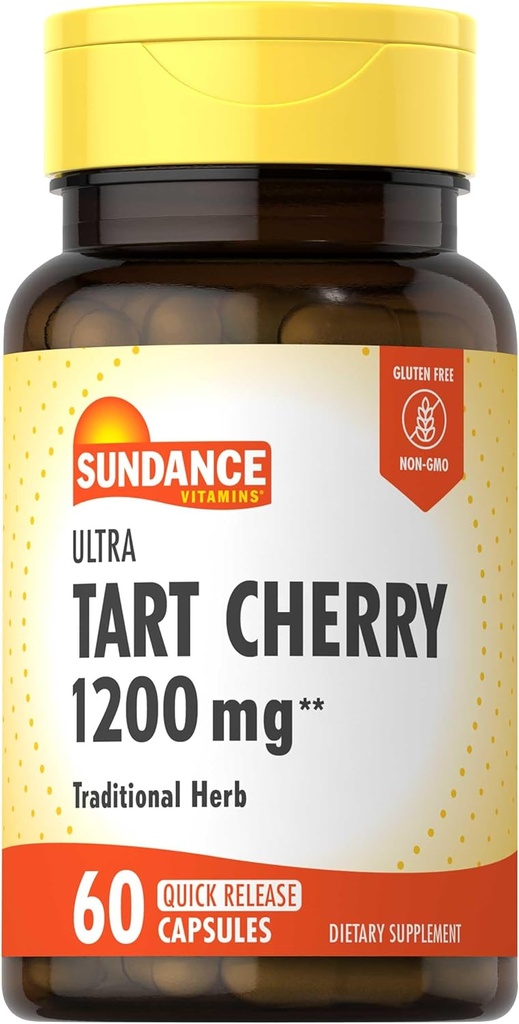 Sundance Tart Cherry Capsules 1200 мг 60 грам Традиційна трава Non-GMO і клейковина Безкоштовна підкладка