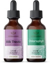 HERBAMAMA Herbal Liquid Drops Kit - Bundle of Milk Thistle Extract 2 quid oz and liquid Chlorofil 2 oz - Vegan Suplemen Extract - non GMO, Sugar & Alcohol- Free - 2 Pack