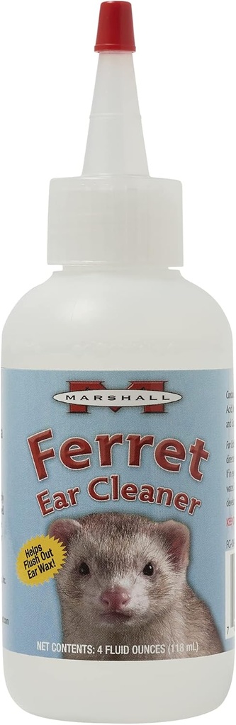 Marshall Ferret Ear Cleaning Solution - 4 унции - Нежная формула для удаления грязи и воска - содержит эвкалиптол для поддержки здоровой ткани уха - никаких швабов не требуется