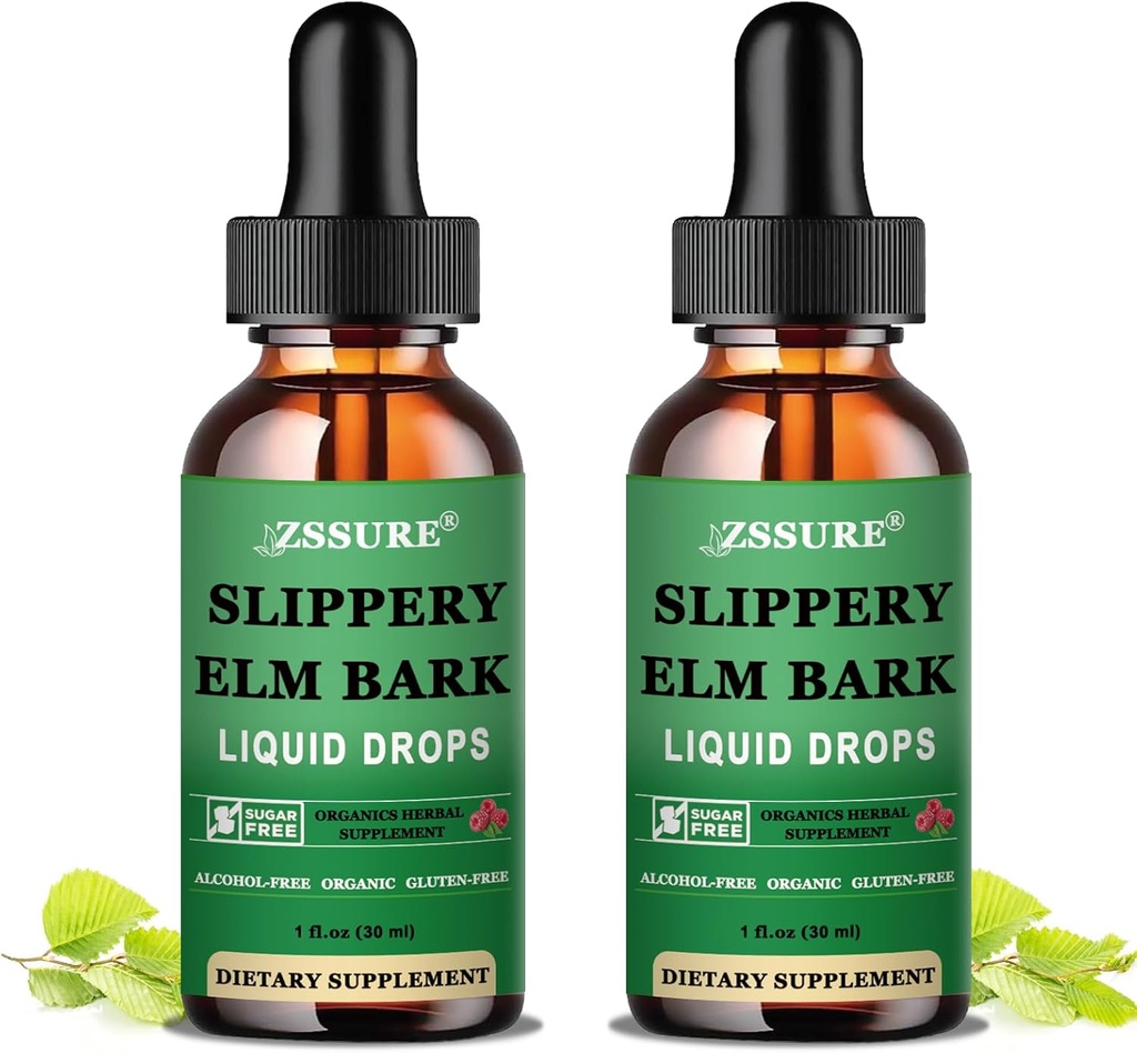 (2 Pack) Libedad Elm Bark Vedel tilgad, Puhas Orgaaniline Libedus Elm Ekstrakt 1000mg Seedekulgla Tervis, Vedel Libedad Elm Tinktuur Taimne täiendus, Vegan, Alkoholivaba, Non-GMO, Gluteenivaba