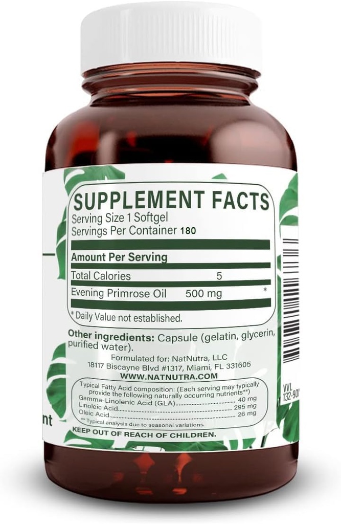 Doğal Nutra Evening Primrose Oil Supplement from Fatty Acid, Helps Overcome Body Pain, Nerve Health, Discover Hearth Health & Skin Clarity, Helps Reduce Digestive Discomfort, 500 mg, 180 Softgel