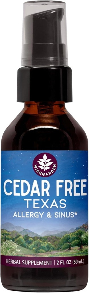 WishGarden Herbs Cedar-Free Texas Allergy & Sinus - Plant-Based Herbal Allergy Relief для дорослих, Допомагає Soothe Cedar Fever Симптоми, Зона 5 Allergy Formula, Texas Cedar Fever Allergy Relief Drops, 2oz