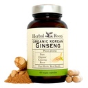 Herbal Roots Panax Ginseng | Organic Korean Ginseng Root Powder | 1000mg | High Ginsenosides for Energy & Performance | 60 Vegan Capsules