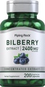 Piping Rock Bilberry Extract Capsules 2400mg - 200 Pills - Herbal Extract supplement - Vegetarian, Non-GMO, Gluten Free