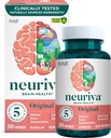 NEURIVA Original Brain Supplement for Memory, Focus & Concentration + Learning & Nøjagtighed med klinisk testet Nootropics Phosphatidylserin og Neurofaktor, Koffein Free, 30ct kapsler