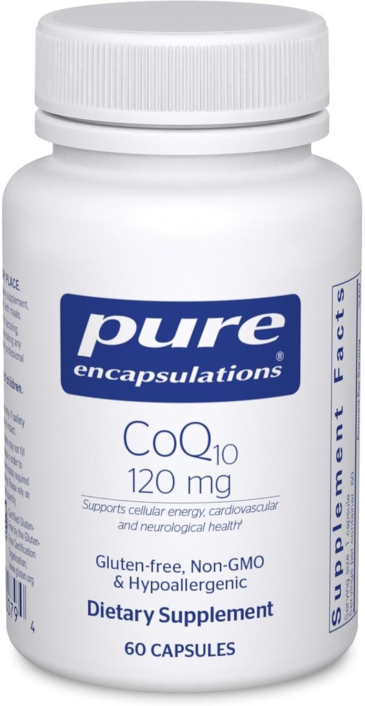 Puhtad kapslid CoQ10 120 mg - koensüüm Q10 südame tervise, energia, antioksüdantide, aju ja mälu tervise täiendus - raku tervis, tunnetus ja südame-veresoonkonna tugi * - 60 kapslit