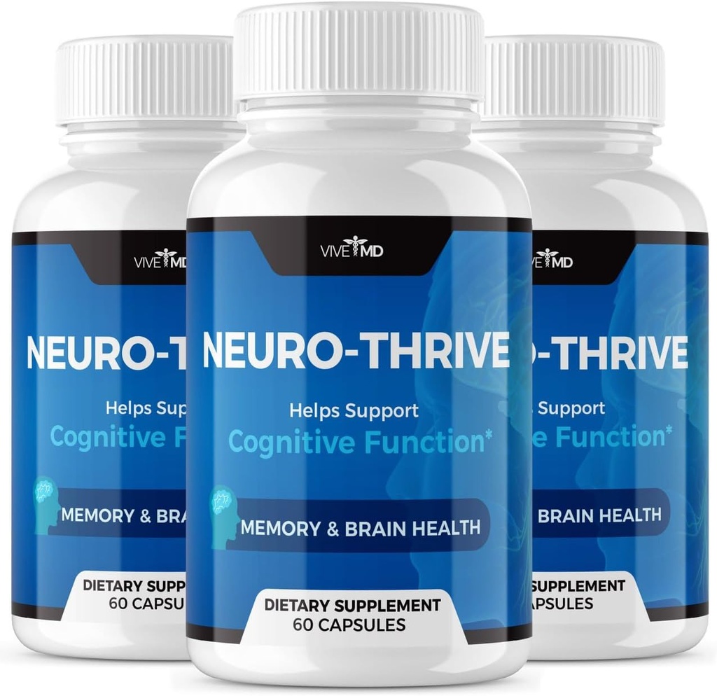 Vive MD Neuro Thrive Brain Supplement - Oficiální vzorec - Neuro Thrive PQQ, Neuro Thrive, Extra síla s Ginkgo Biloba Extract, Sibiřský ženšen Extract - (3 Pack)