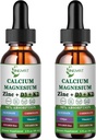 Calcium Magnesium Zincli Drops, Liquid Magnesium Glycinate 500mg Calcium 1000mg với vitamin D3,K2.B6, B12,Coq10,6X Stronger hơn Gummies Capsules (2 Pack)