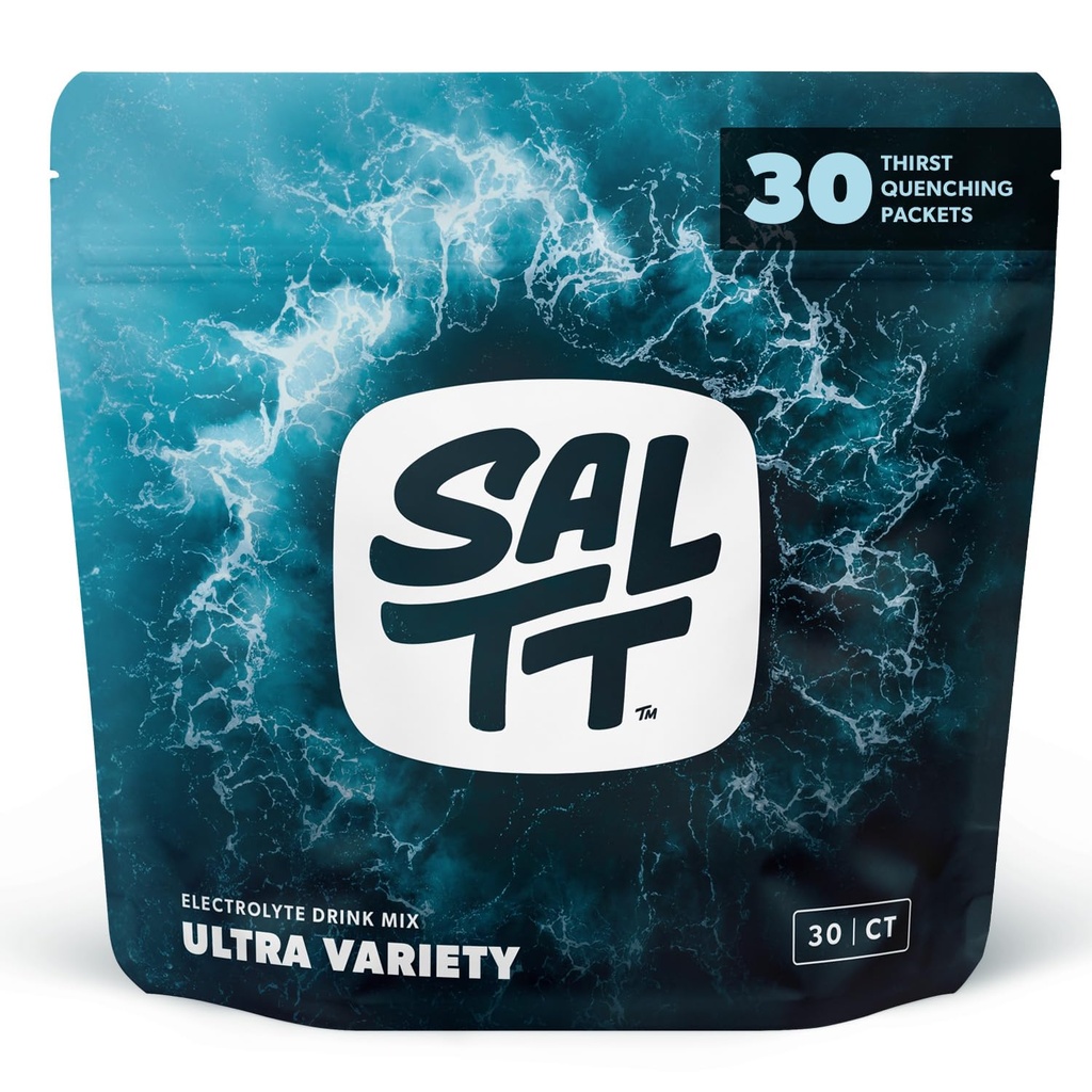 SALTT Elektrolity w proszku, Ultra Variety Pack (30 pakietów) - Magnez, Potas, Sód, Minerały śladowe - Wegan, Cukier wolny, Gluten wolny - Travel Essentials - Made in USA