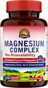 Vitalitown Magnesium Complex Supplement 500mg - NSF Certified Magnesium Glycinate, Malate, Taurate & Citrate - Chelated High Absorptie & Gentle on Mtomach - Vegan Non-GMO 120 Capsules