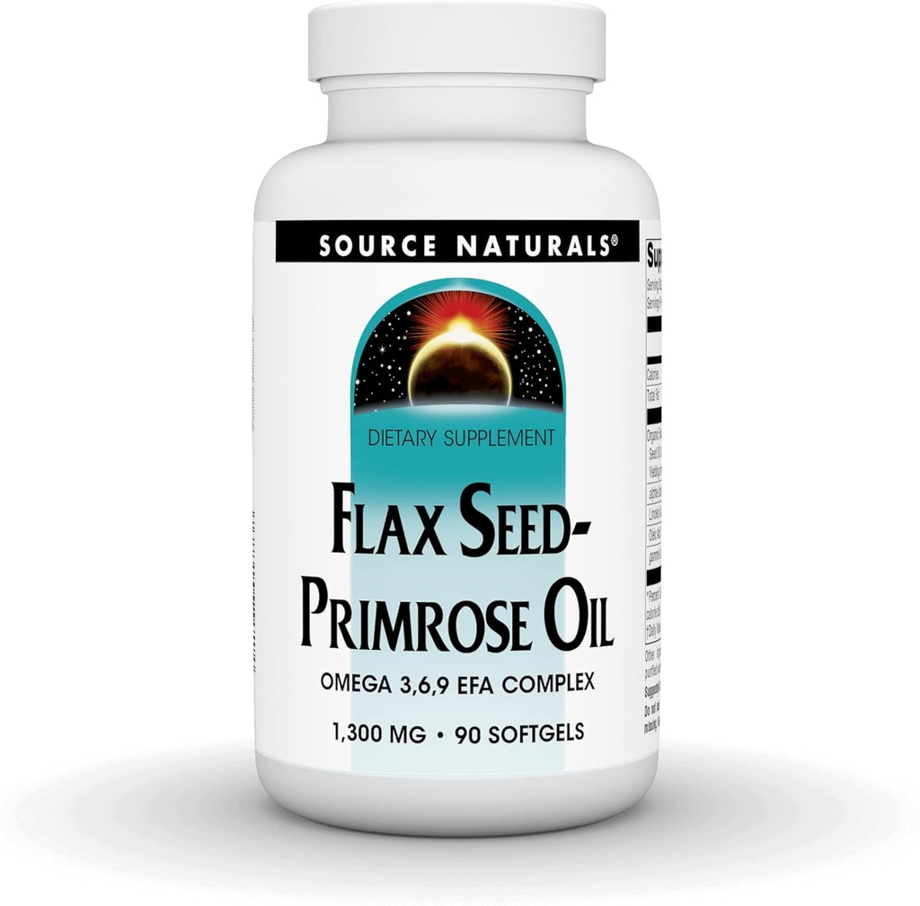 Allikas Naturals Flax Seed-Primrose Oil, Omega 3,6,9 EFA kompleks, 1300mg - 90 Softgels