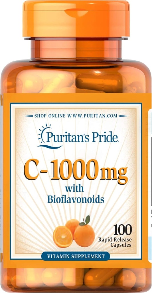 Puritan's Pride Vitamine C met Bioflavonoïden voor Immuun System Support & Skin Health Capsules Gezonde Supplement 