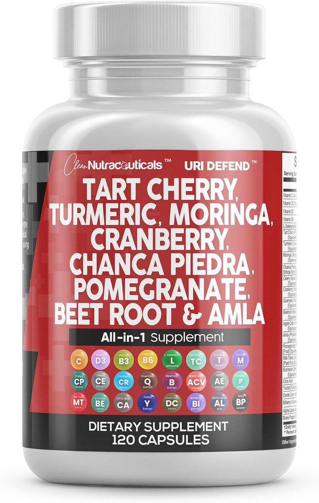 Thanh lọc các chất dinh dưỡng Tart Cherry Trích dẫn Capsules với Turmeric Moringa Cranberry Chanca Piedra Celery Quecietin ACV Name