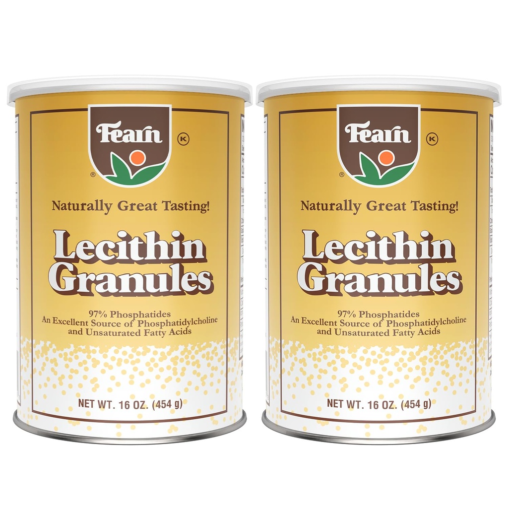 Fearn Natural Foods Soy Lecithin Granules – Fat Emulsifier with Essential Nutrients for Health, Improves Texture of Cakes, Breads & DIY Gummies, 16 Oz (Pack of 2)