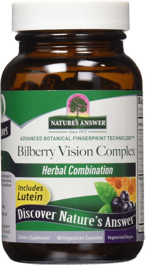 Nature's Recember Billberry view Complex for Eye Beinian Capsules, 60-0.  Promote Offical Eye Health.