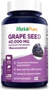 NusaPure Grape Seed Extract 40.000mg per Caps, 200 Vegan Capsules, Standardied, Non-GMO, Gluten Free, Resveratrol