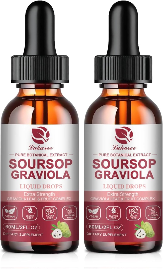 Soursop Graviola Skysčių Drop - Grynas atostogų ir vaisių kompleksas - 4X Efektyvumas - Soursop Bitters Skysti imunitetui, Kepenys & Antioksidantas, Žolė Gėris, 2 mėnesių tiekimas, 4 Fl Oz