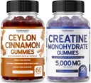 Ceylon Cinnamon (60 Count) - Berberine & Ginseng voor Digestie Algemene Wellness Ondersteuning en Creatine Monohydraat (90 Gummies) Heerlijke Blue Raspberry Chews Flavored Supplement - Niet GGO & Made in USA