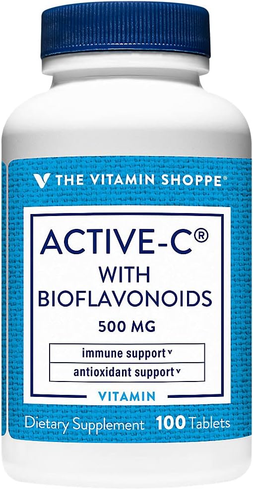 The Vitamin Shoppe Active-C with Bioflavonoids, Supports Immunity, Vascular Health, Antioxidant, 500 MG (100 Tablets)