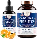 WINDSOR BOTANICALS Vaginal Probiotics and Liquid Iron Supplement Female Health Support Bundle