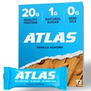 Atlas Proteine Bar, 20g Proteine, 1g Zahăr, Ingrediente curate, Gluten gratuit, Vanilla Almond (12 Conte, Pachet de 1)