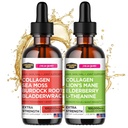 Collagen Mojo Liquid Collagen Peptides with Sea Moss, Burdock Root & Bladderwrack + Liquid Collagen Peptides with Lions Mane Mushroom, Elderberry & L-Theanine