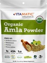 Vitamatic Certified USDA Organic Amla Berry Powder - 1 lb (16 oz) Amalaki Between 124; Bogaty w naturalną witaminę C & Przeciwutleniacze 124; Wspiera immunologiczne zdrowie 124; Bezglutenowy, Non-GMO, Kosher