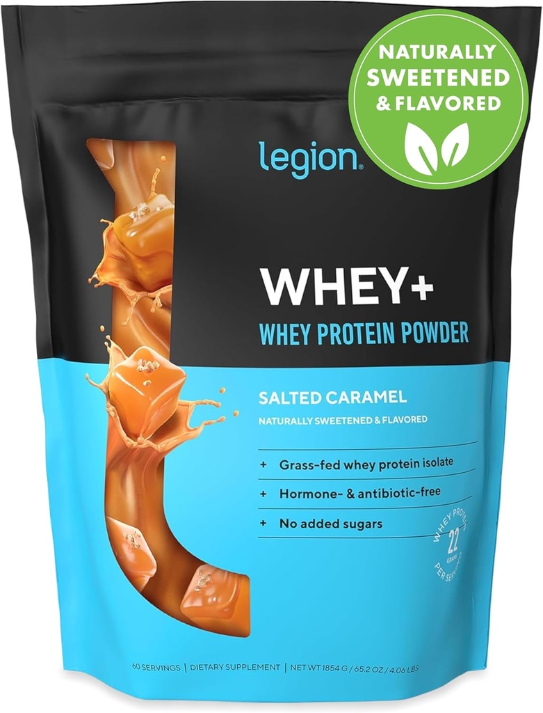 LEGIÃO Whey+ Soro de soro de proteína Isolate de vacas alimentadas de grama - Whey Protein Isolate Pó Baixa Caloria, Não-GMO, Livre de Açúcar, Lactose e Glúten Livre, Todo o pó de proteína natural para homens e mulheres (60 Servings)