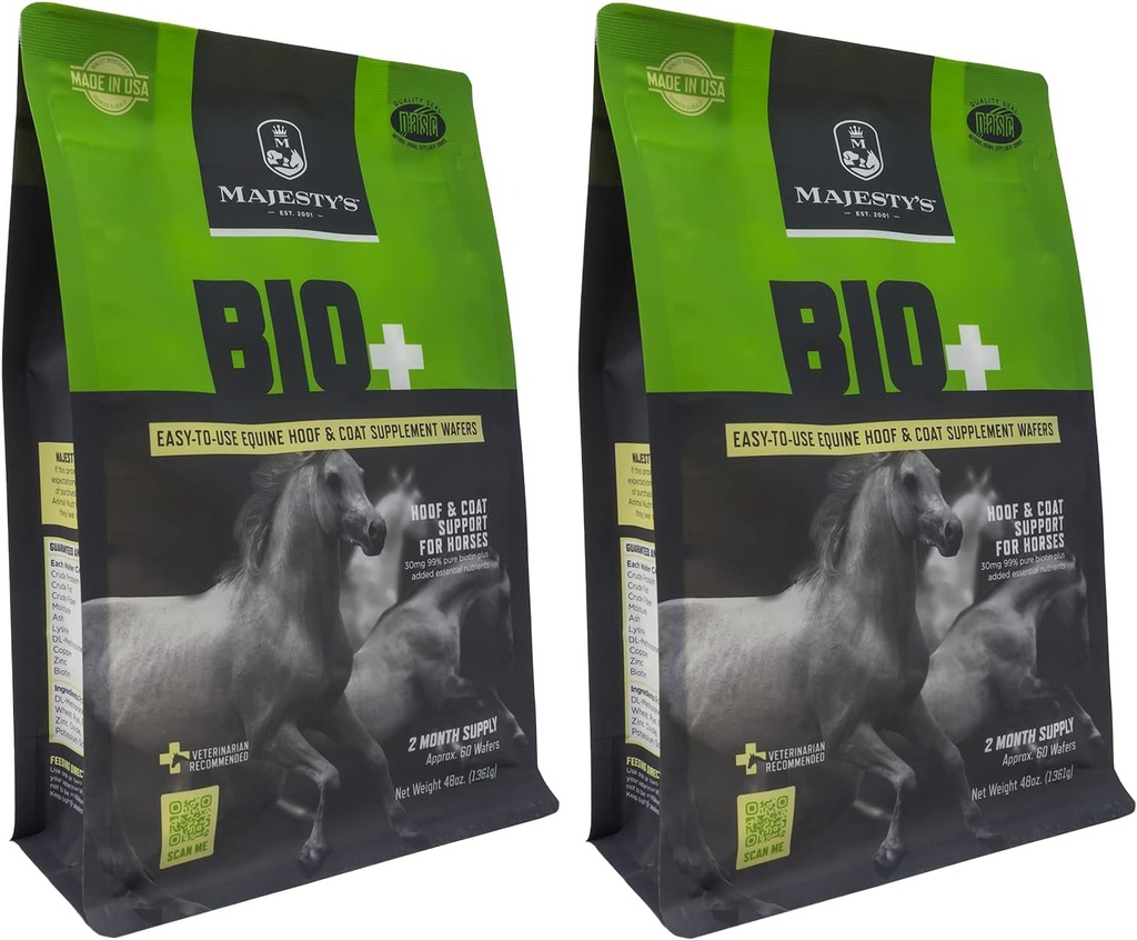 BIO+ Biotin Wafers - Superior Horse/Equine Hoof and Coat Support Supplement - Cobre, Zinco, Lisina, Metionina (2 Pack(120 Count Total))