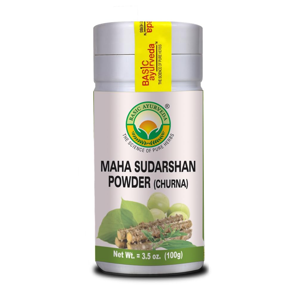 BASIC AYURVEDA Maha Sudarshan powder 124; 3.53 Oz (100g) Alar4; Organik & Natural Ayurvedic Suravedic Suha Sudarshan Sudarshan Suwder: