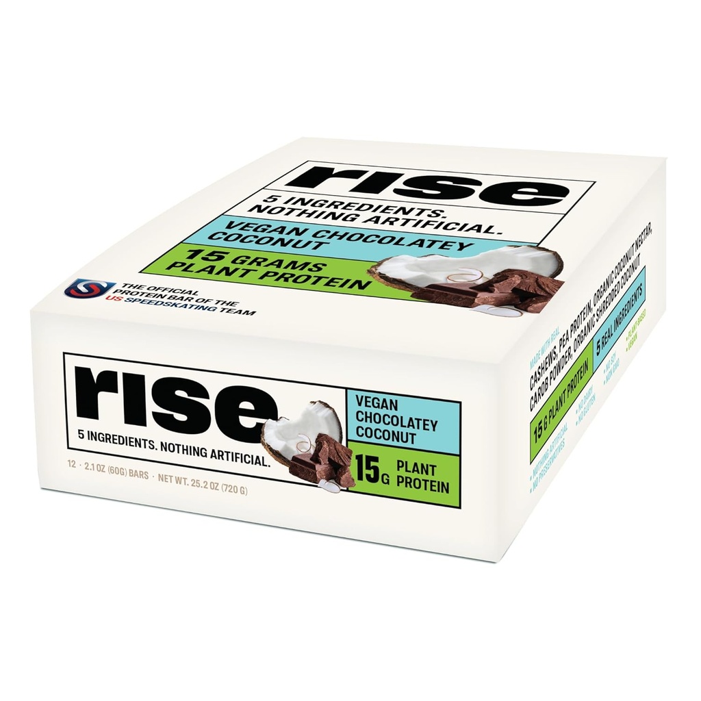 Rise Pea Protein Bar - Chocolately Coconut - Breakfast Bar ' Protein Snack 15g Protein Just 5 whole Food Ingredients Non-GMO Gluten-Free Soy Free