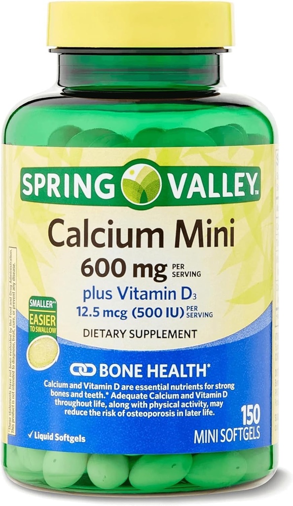 Spring Valley Calcium Plus D3 150 mini Softgels ... Kalsiumlisä... Kalsiumia...