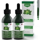 Chlorophyll Liquid Drops - 100% Natural Energy Booster and Immune Support - Internal Deodorant and Detox - Altitude Sickness Relief - Fast Absorption, Vegan & Non-GMO - 120 Servings (Pack of 2)