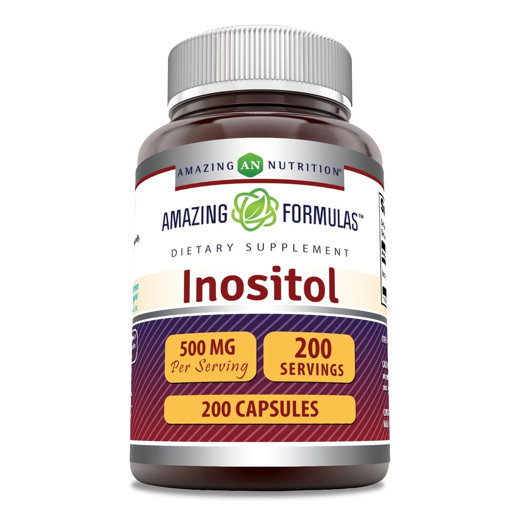 Amazing Formulas Inositol 500 Mg | Capsules Supplement | Non-GMO | Gluten-Free | Made in USA (1 Pack | 200 Count)