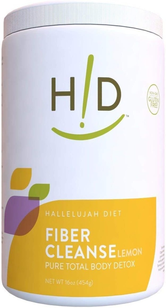 Hallelujah Diet Fiber Cleanse Powder - Lemon Flavored, Psyllium dan Flax Seeds Beared Powder, Eliminates Toxins dan Restores Optimal Bowel Fungsi, Natural Colon Cleanse Suplemen - (16 oz)