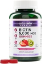 Natural Wase biotentin Guncats - Suports de salut, pell i greixosa - B7 5000mcg - Bellaty Natural - Strawber-Kiwi Flavor - Vegan, No-GMO, Guten Free - 60 Compte[30 Dayy]