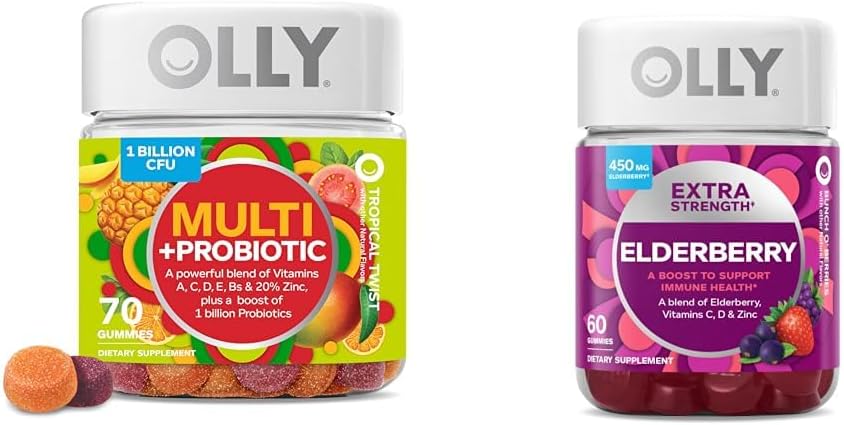 LOLY Multivitamin Gummy amb Probiòtics, 1 Bilionion CFUs, 70 comte i Extra Laderberberberberberry Gmundaby, 450mg, 60 comte