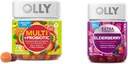 OLLY Voksen Multivitamin Gummy med Probiotika, 1 Millioner CFU 'er, 70 Greve og Ekstra Styrke Elderberry Gummies, Immunstøtte, 450mg, 60 Greve