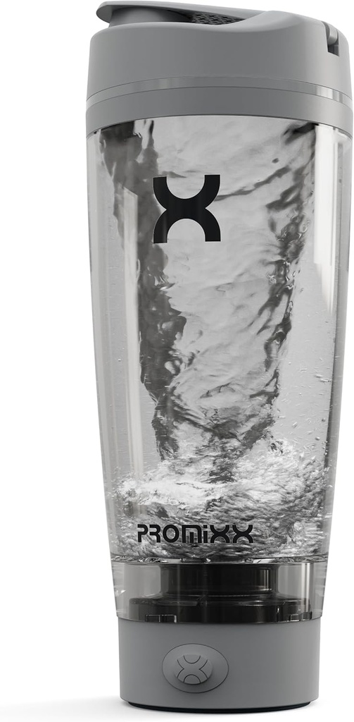Promixx PRO Shaker Bottle New Edition - Rechargeable, Powerful for Smooth Protein Shakes - включает в себя дополнительное хранение, BPA Free, 20oz Cup, Cool Gray
