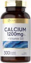 Carlyle Calcium 1200mg with Vitamin D3 | 300 Caplets | Non-GMO, Gluten Free, and Vegetarian Supplement
