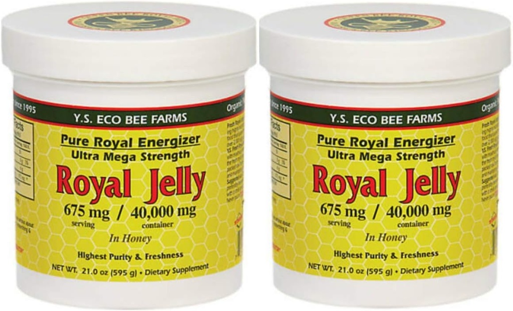 Y.S. Eco Bee Farms, 2 Pack) Royal Jelly, in Honey, 675 mg, 1,3 lbs (595 g)