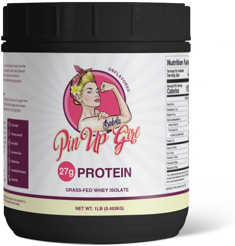 Pin Up Girl Whey Protein Isolate sufference - 27 грама Протеин за Сервиране - Pure Premium Muscle-Building Whey Protein for Women - безплатно, нискокалорично, ниско съдържание на въглехидрати, без добавена захар - Unflavored