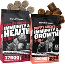 Bully Max Vitality Dog Chews and Puppy Soft Chews Bundle for Total support with Daily Vitaminai šuniukams ir suaugusiems šunims - Įskaitant imuninę, bendrą, odą, lazdą, virškinimą, ir plėtros paramą