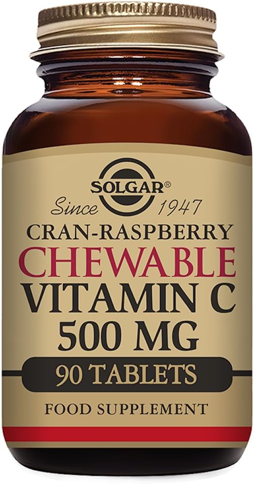 Solgar Vitamin C 500 mg Chewable Tablet, Cran Raspberry Flavor - 90 Şərh - Antioksid və İmmune Support - Sağlam Skin & Axtarışlar - GMO, Vegan, Gluten Pulsuz, Kosher - 90 Xidmət